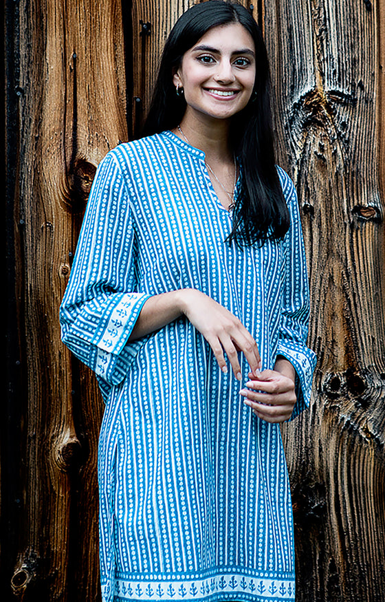 Straight Tunic in Striped Denim