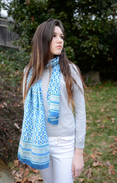 Anokhi USA - Scarf in Bendy Blue