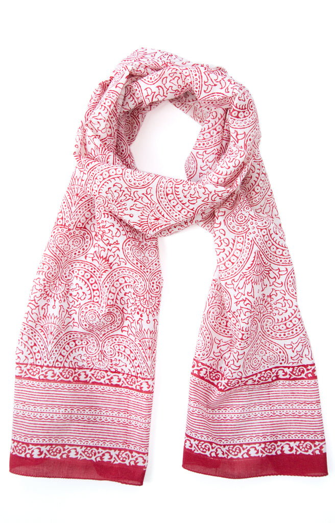 Anokhi USA - Scarf in Red Hearts
